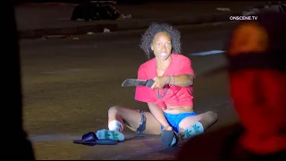 Female Armed With Machete Stands Off With LAPD | Skid Row