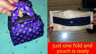 Super easy -Just one fold and cute pouch is ready  /DIY coin purse in 5 minutes  /purse mini bag