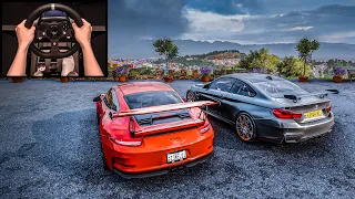 2016 BMW M4 GTS VS Porsche 911 GT3 RS (Steering Wheel + Paddle Shifter) Gameplay | Forza Horizon 5