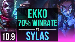 EKKO vs SYLAS (MID) | 70% winrate, KDA 7/1/2 | KR Grandmaster | v10.9