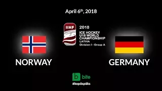 Norway - Germany, Ice Hockey U18 World Championship, 2018