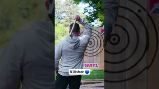 1.5 rotation killshot 🪓 #axethrowing #throwingaxe #throwingaxes #watl #bullseye