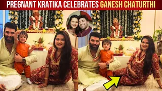 2nd Time Pregnant Kratika Sengar Celebrates Ganesh Chaturthi With Daughter Devika & Husband Nikitin