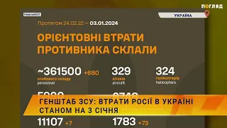 ☠️💣Генштаб ЗСУ: втрати Росії в Україні станом на 3 січня