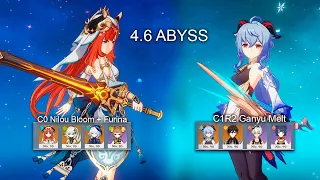 C0R1 Nilou Bloom and C1R2 Ganyu Melt - Genshin 4.6 Abyss Full Stars