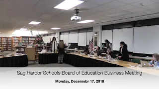 December 17, 2018 Sag Harbor Schools Board of Education Business Meeting