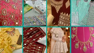Mirror Work Embroidery Dress Designs || Mirror Work Lace Designing Ideas for kurtis Dresses Frocks
