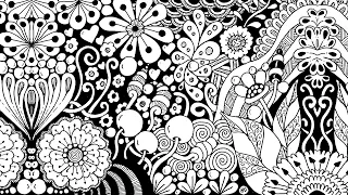 Flower-Themed Zentangle Art Drawing Tutorial | Relaxing DIY Doodle Patterns