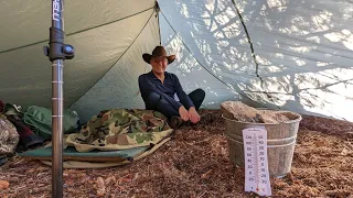 Heating my Floorless Tent with Hot Rocks -- Solo Camping