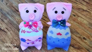 2019 - год Свиньи. Поделки из носков Поросенок. Pig. DIY