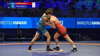 Anri KHOZREVANIDZE (GEO) vs Kuvonchbek YAKHSHIBOEV (UZB) - World Championship 1/8 final [2023]