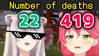 Miko Can't Believe Botan's Low Death Count In Minecraft 【ENG Sub/Hololive】