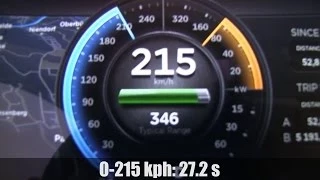 Tesla Model S P85 acceleration 0-215 kph on German Autobahn