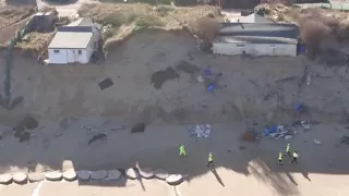 Shocking drone footage of homes falling off cliffs at Hemsby