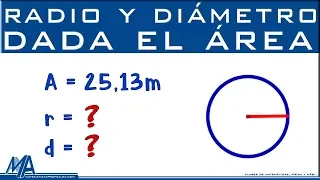 Radio y diámetro de la circunferencia conociendo el área