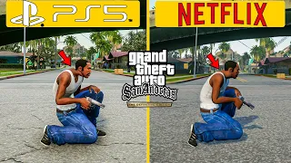 GTA San Andreas The Definitive Edition PS5 vs MOBILE Graphics Physics Details Comparison 4k