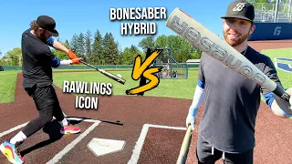 BONESABER HYBRID vs. RAWLINGS ICON | BBCOR Baseball Bat Review