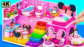 Building Minnie Mouse House with Bedroom, Bathroom, Kitchen from Polymer Clay ❤️ DIY Miniature House