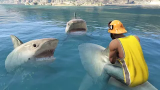 GTA 5 | Franklin vs SHARK - Crazy Water Fails ep.2