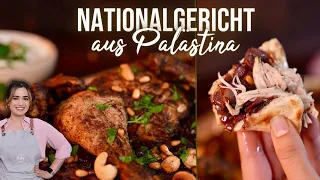 Traditionell palästinensisches Nationalgericht: Musakhan / Hähnchen mit Fladenbrot und Zwiebeln