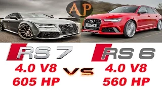 ☛Audi RS7 4.0 (605 hp) vs. Audi RS6 (C7) 4.0 (560 hp) review, sound, acceleration 0-325