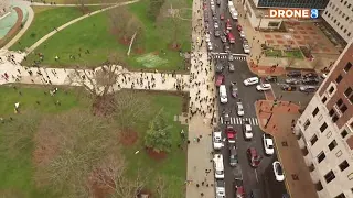 Drone 8 over 'Operation Gridlock" protest in Lansing
