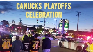 Canucks Celebration on Scott Road | Canucks playoffs Game win Celebration | Hockey Celebration | NHL