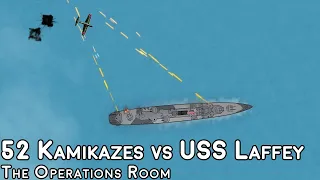 52 Kamikazes Attack Single Destroyer USS Laffey, 1945 - Animated