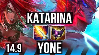 KATARINA vs YONE (MID) | Quadra, 13/3/8, 700+ games, Dominating | NA Master | 14.9
