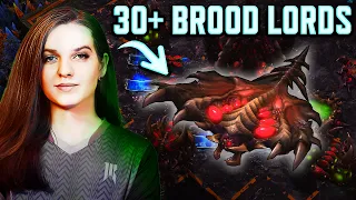 Scarlett's Mass Brood Lords vs Harstem! StarCraft 2