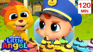 Who Ate The Cupcakes Officer? 🧁 Bingo and Baby John | Little Angel - Nursery Rhymes and Kids Songs