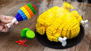 Giant Lego Grilled Chicken: Careful Cockroaches attack | Lego Stop Motion Animation & ASMR