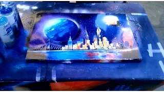 Street Painting Artist in New York City Part 2, Spray Paint Art