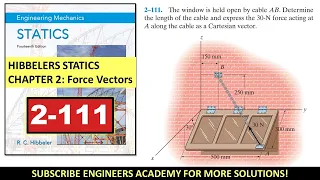 2-111 | Chapter 2: Force Vectors | Hibbeler Statics 14th ed | Engineers Academy