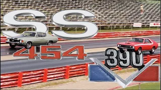 1972 Chevrolet Chevelle vs 1970 AMC AMX - PURE STOCK DRAG RACE - no commentary