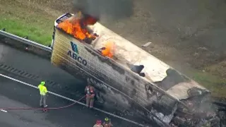 Live | Refrigerated truck catches fire, shuts down lanes of I-75 in Acworth