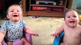 Twins laughing at fake sneezes