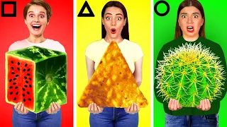 Geometric Shape Food Challenge #3 | Eating Only One Shape by DaRaDa Challenge!