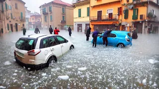 Severe hailstorm triggers flooding in Italy's Torbole