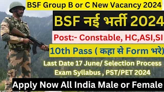 BSF Group B or C Recruitment 2024 | BSF New Vacancy 2024 | BSF Tradesmen Recruitment 2024 Form Bhare