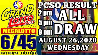 Pcso lotto result 9pm August 26,2020[Wednesday]