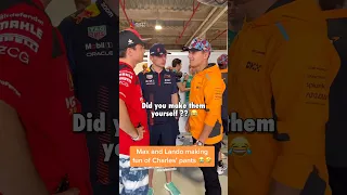 Max Verstappen and Lando Norris make Fun of Charles Leclerc's Pants #f1 #shorts #formula1