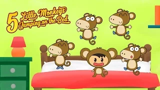 Five Little Monkeys Jumping on the Bed | 5 Little Monkeys Story Song | Nursery Rhymes by Luke & Mary