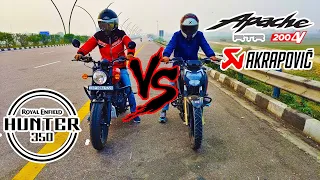 HUNTER 350 VS APACHE RTR 200 4V 😱SHOCKING RESULTS #dragrace #trending #viral #hunter350 #apache2004v