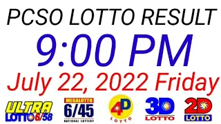 PCSO LOTTO RESULT TODAY 9PM DRAW July 22, 2022 2D 3D 4D 6/45 6/58