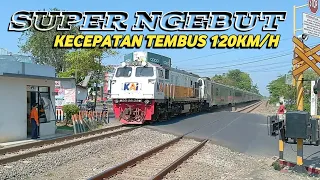 TEMBUS 120KM/H!! HUNTING KERETA API NGEBUT SAAT MELINTAS STASIUN DAN JPL 154 KARAWANG