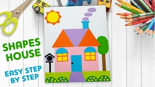 How to make house scenery using shapes for kids - Easy step by step