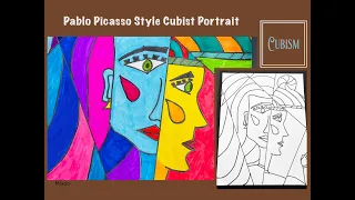 Picasso Style Cubist Portrait  #cubism, #modernart, #abstractart, #tutorial, #paintlikepicasso,