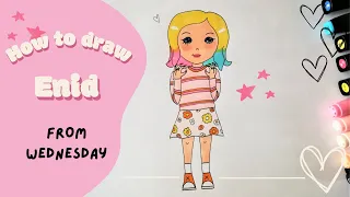 How to draw Enid Sinclair from Wednesday Addams Family tutorial step by step emma myers drawing