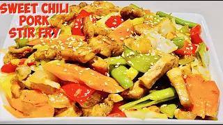 QUICK & EASY SWEET CHILI PORK STIR FRY  | SWEET CHILI VEGGIE STIR FRY | PERLYDEE